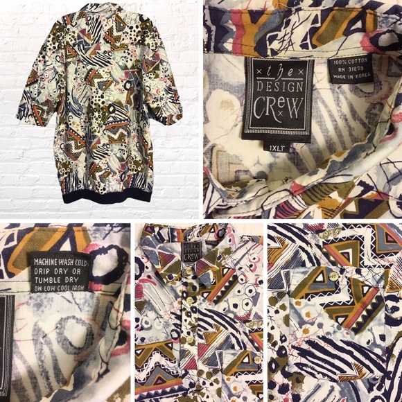 Vintage Men’s Abstract Polo Shirt - Picture 2 of 4